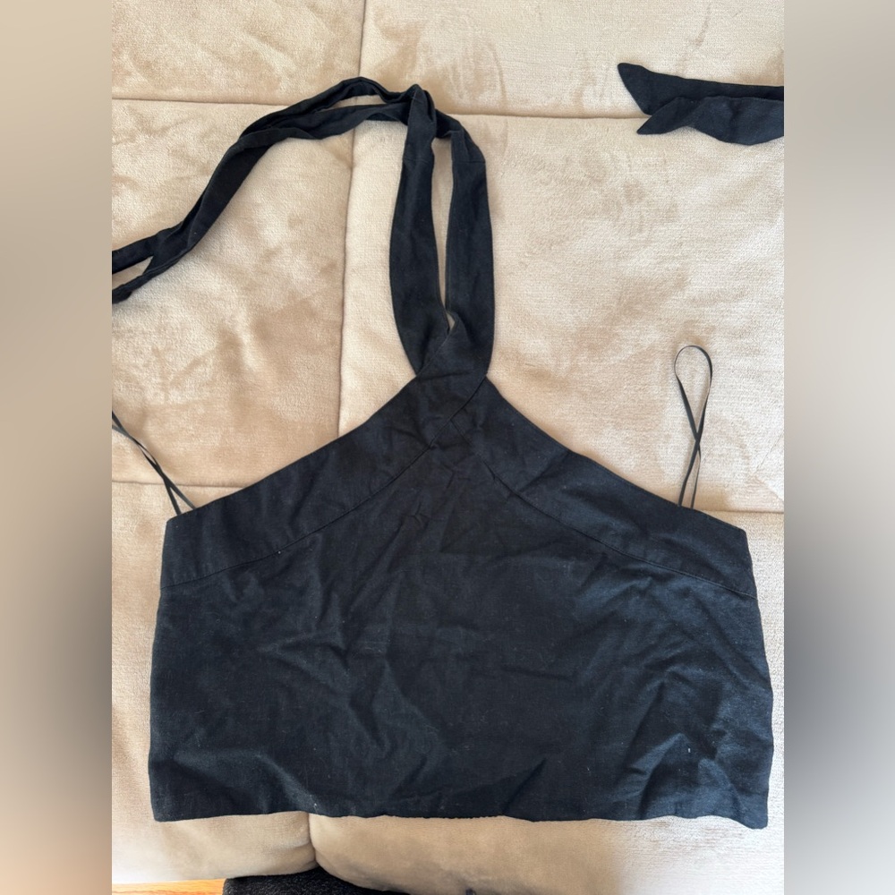 Abercrombie black linen halter